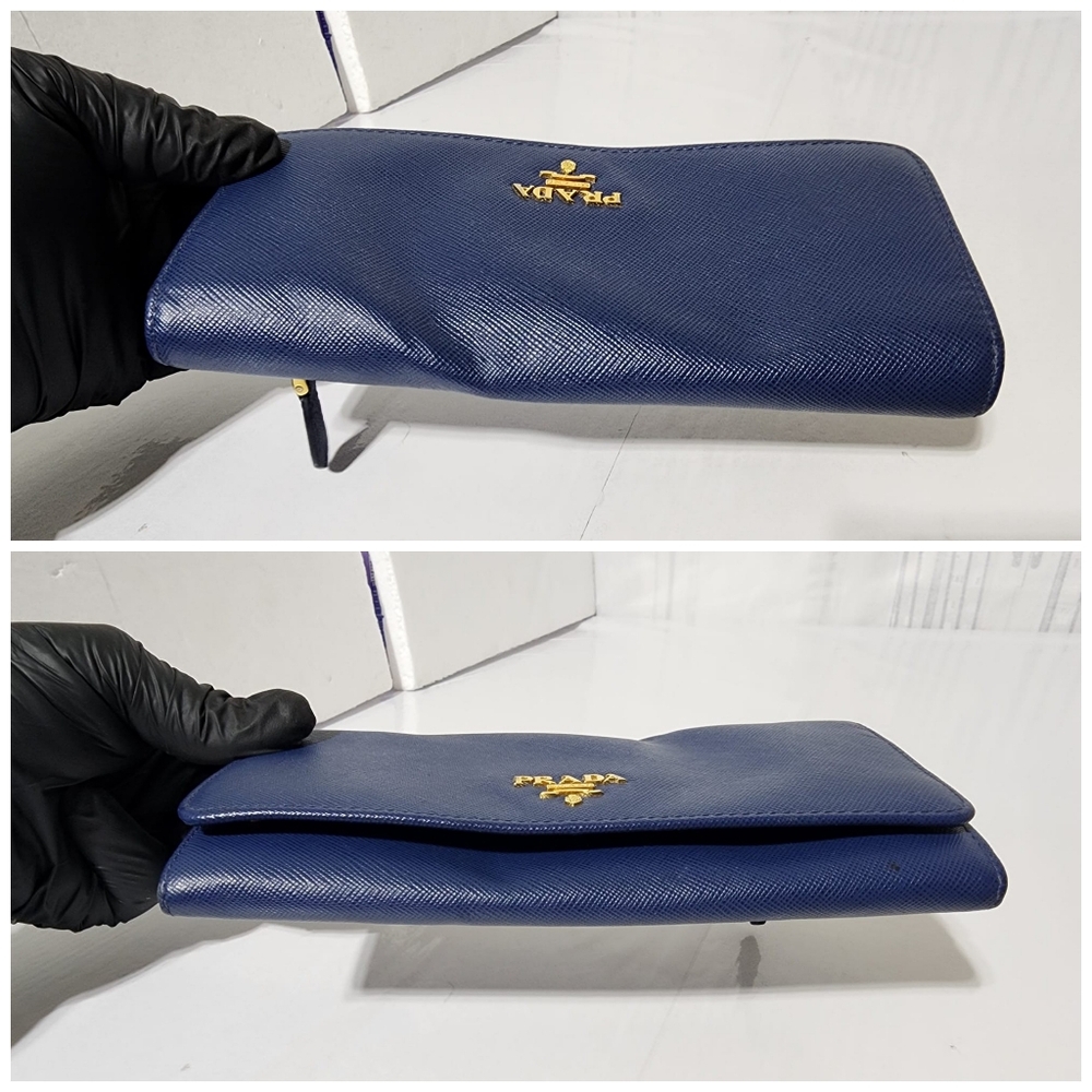 Prada Saffiano Leather Continental Wallet Blue - Picture 8 of 13